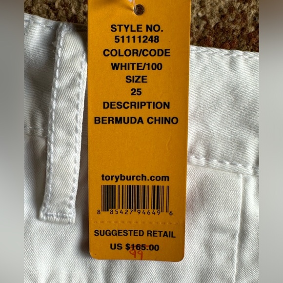 Tory Burch NWT white Bermuda Chino long shorts 25 logo buttons multiple pockets* - Picture 9 of 11